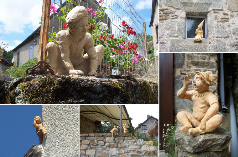 Les Plaizentins de Ségur-le-Château ©Dominique Plaize Les Plaizentins, sculptures d'argile de l'artiste Dominique Plaize dans les ruelles de Ségur-le-Château, Corrèze