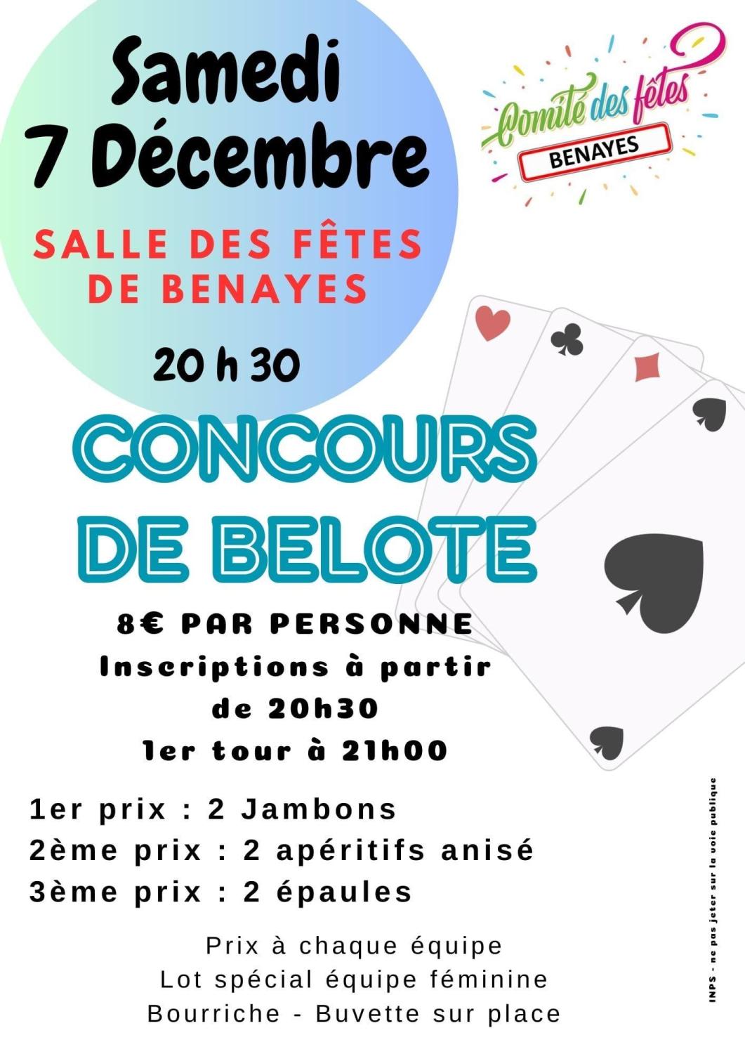 Benayes - Concours de belote 07 12 2024