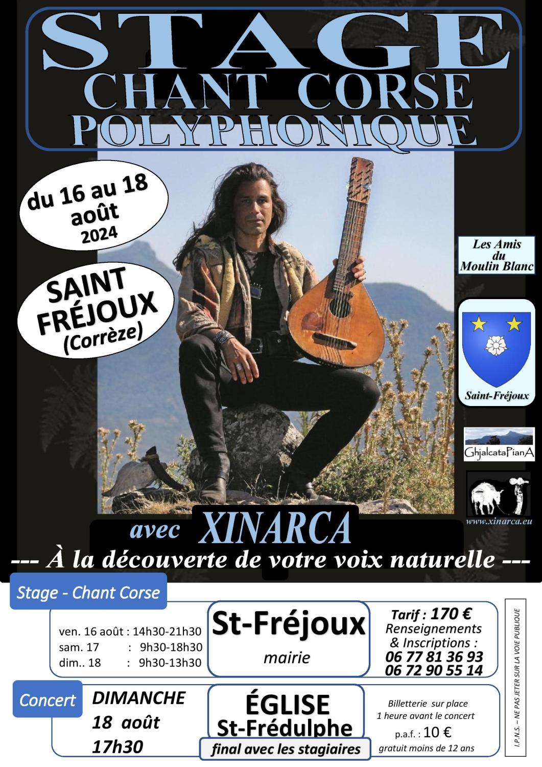 flyer XINARCA  - STAGE - Saint-Fréjoux - Stage + concert x 1