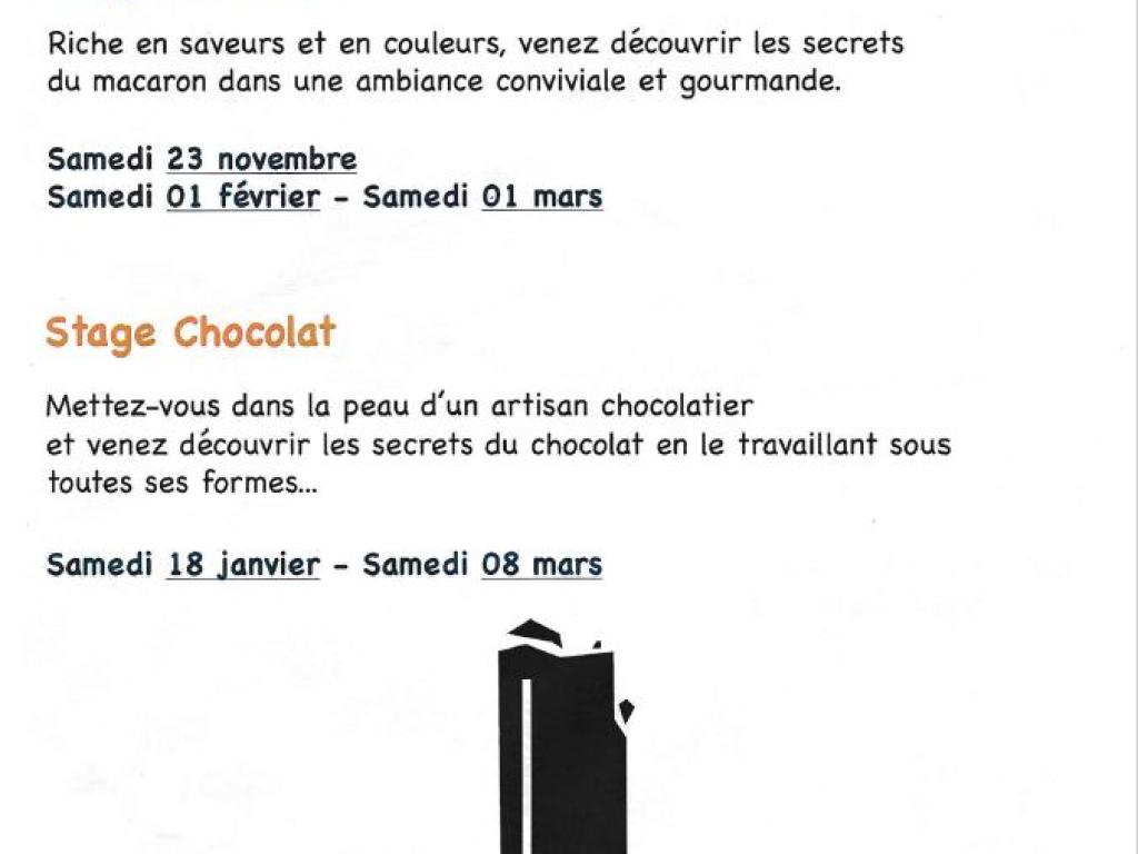 Stages gourmands Chocolat