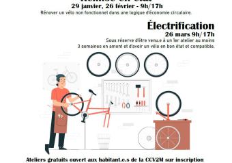 Ateliers Vélo à LACELLE avec la comcom V2M et GASEL Du 29 janv au 26 mars 2025