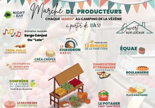 Affiche marché de producteurs camping de la Vézénie